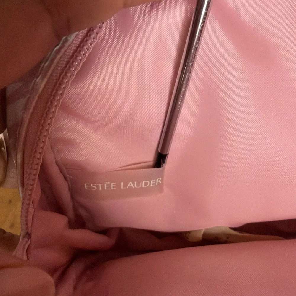 Estee Lauder Pink Cosmetic Travel Bag with Gold‎ Logo Charm